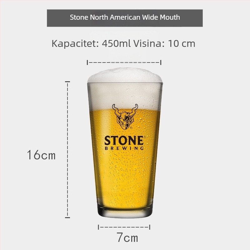 IPA čaša za piće u tulipan obliku, kratka i visoka noga, tisk logotipa