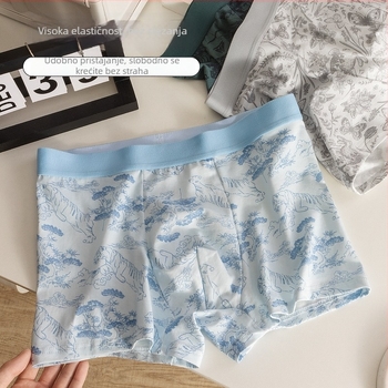 Muške bokserice od pamuka s mulberry svilenom, antibakterijska podstava u preponama, prozračne, nježne prema koži, udobne, srednji pojas