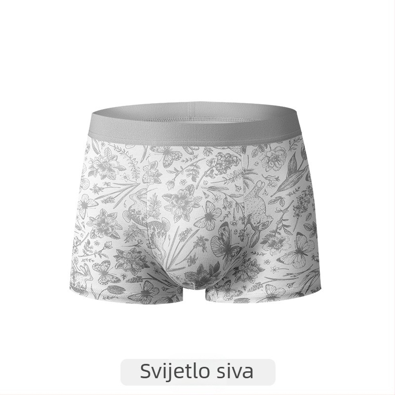 Muške bokserice od pamuka s mulberry svilenom, antibakterijska podstava u preponama, prozračne, nježne prema koži, udobne, srednji pojas