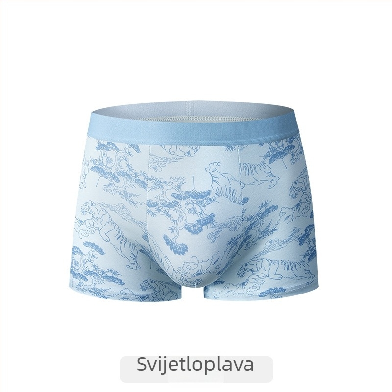 Muške bokserice od pamuka s mulberry svilenom, antibakterijska podstava u preponama, prozračne, nježne prema koži, udobne, srednji pojas
