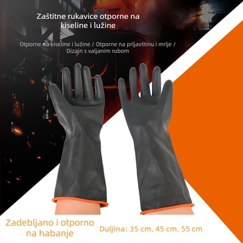 Lateks rukavice otporne na kiselines i lužine, industrijske, otporne na ulje, vodootporne, protuklizne, crne, North Tower