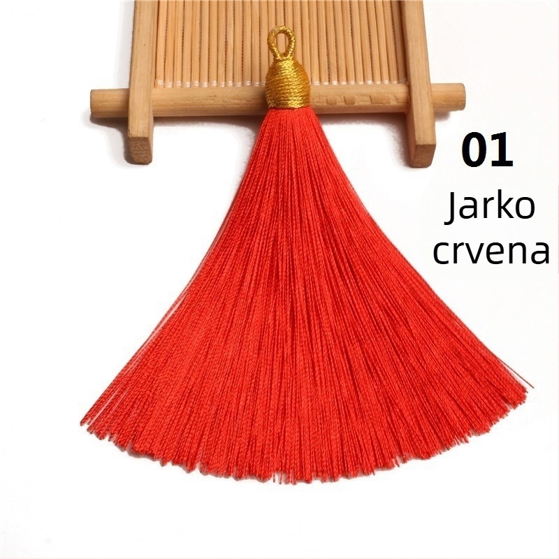 Zlatna svilena kapa s navojem resićem, poluproizvod, 8 cm povlačni prsten, zlatni resić privjesak za bilježnicu i ukras glazbenog instrumenta