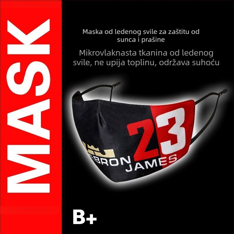 Maska za prašinu u košarci, 3D ice silk prozračna i periva, za vožnju biciklom na otvorenom – Kobe, James i Leonard