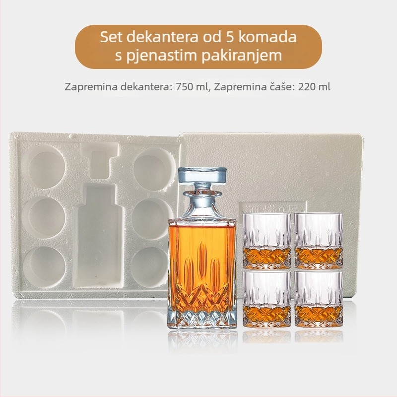 Stakleni set za whisky s kutijom za poklon i prilagođenim logom — dekanter za alkohol i čaše za whisky, velika kapaciteta, retro luksuz