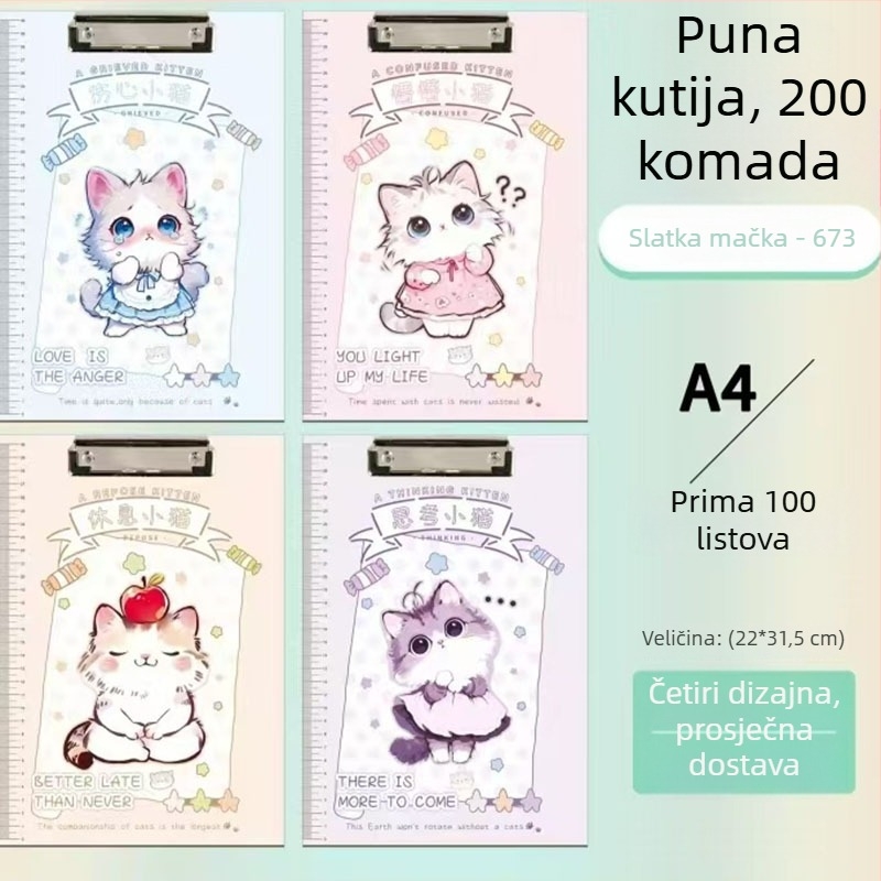 A4 papirnati folder s čvrstim klipom, crtani dizajn