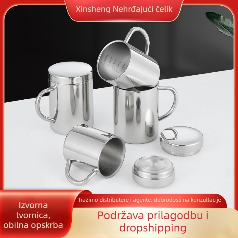 316 nehrđajućeg čelika, prilagodljiva dvostruko izolirana šalica za kavu s poklopcem, šalica za čaj, za vrtić i učenike