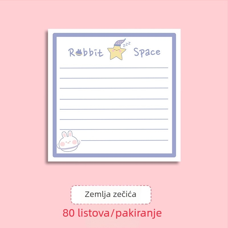 Set ljepivih bilježki u INS stilu s preslatkom crtanim djevojkom, bilježnica za odtrganje, 80 stranica