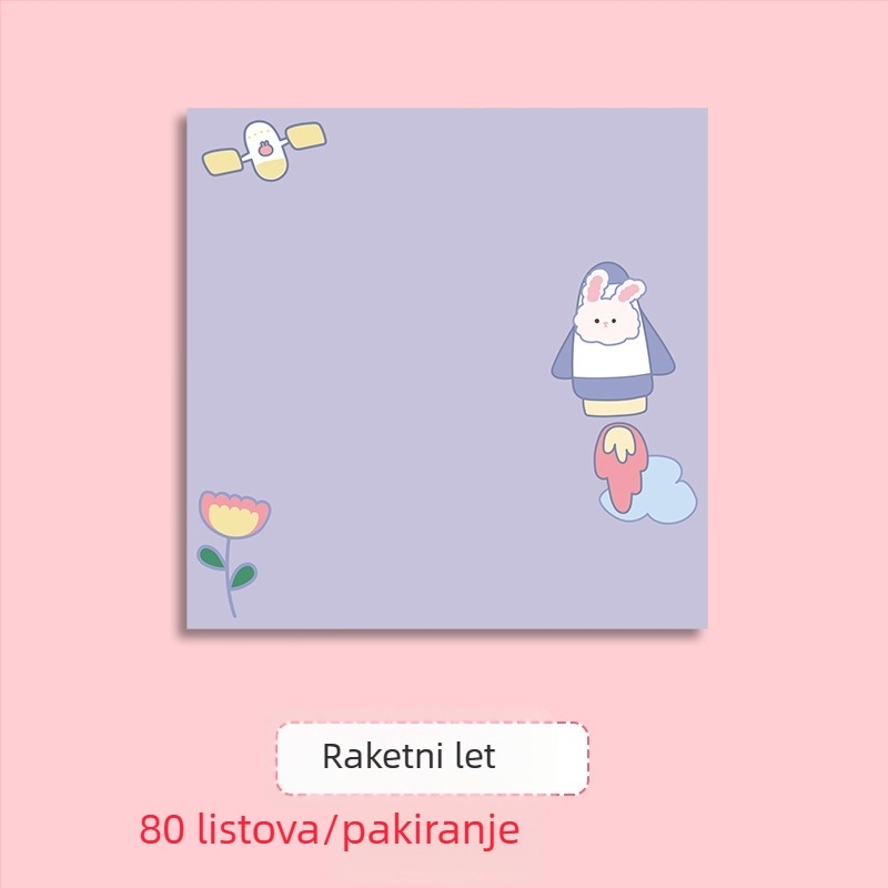 Set ljepivih bilježki u INS stilu s preslatkom crtanim djevojkom, bilježnica za odtrganje, 80 stranica