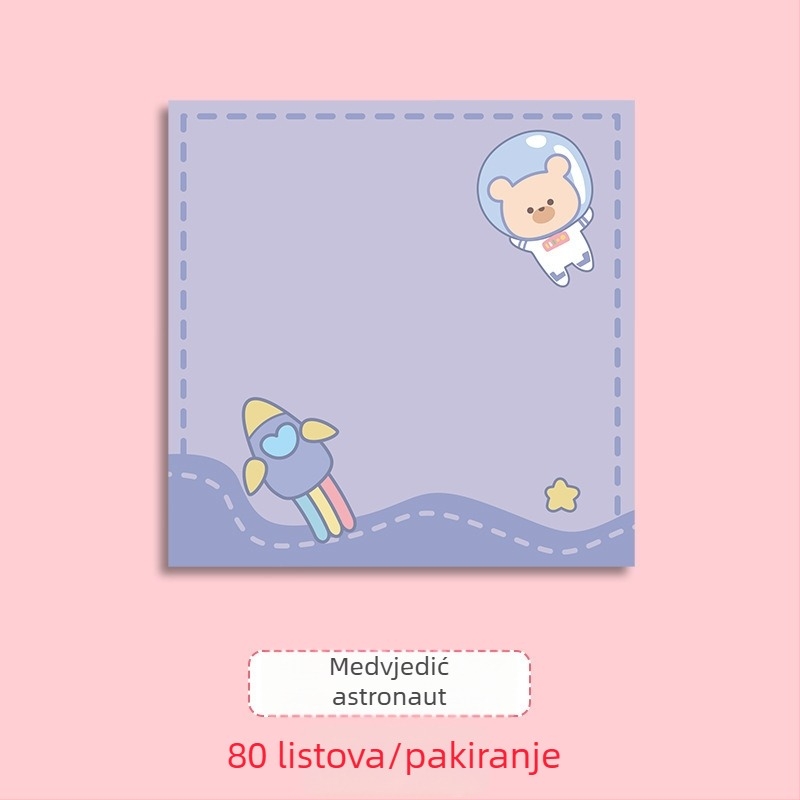 Set ljepivih bilježki u INS stilu s preslatkom crtanim djevojkom, bilježnica za odtrganje, 80 stranica