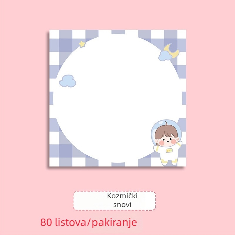 Set ljepivih bilježki u INS stilu s preslatkom crtanim djevojkom, bilježnica za odtrganje, 80 stranica