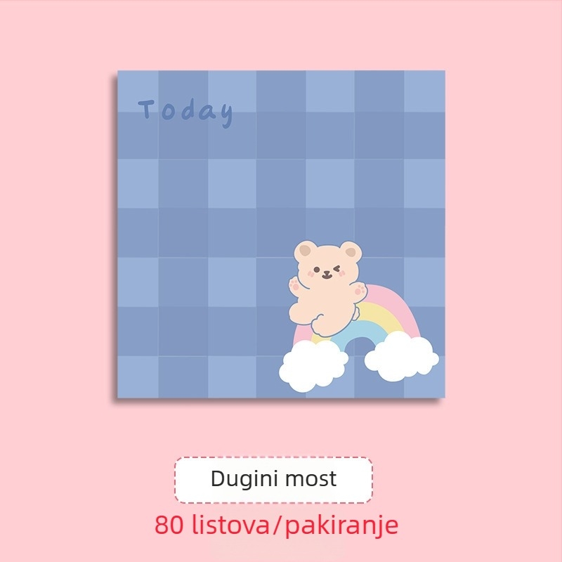 Set ljepivih bilježki u INS stilu s preslatkom crtanim djevojkom, bilježnica za odtrganje, 80 stranica