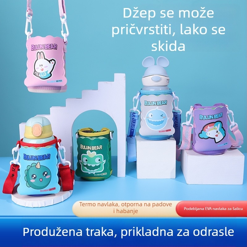 Dječja izolacijska zaštita za čašu s remenom i crossbody trakom – univerzalna zaštita za bocu vode