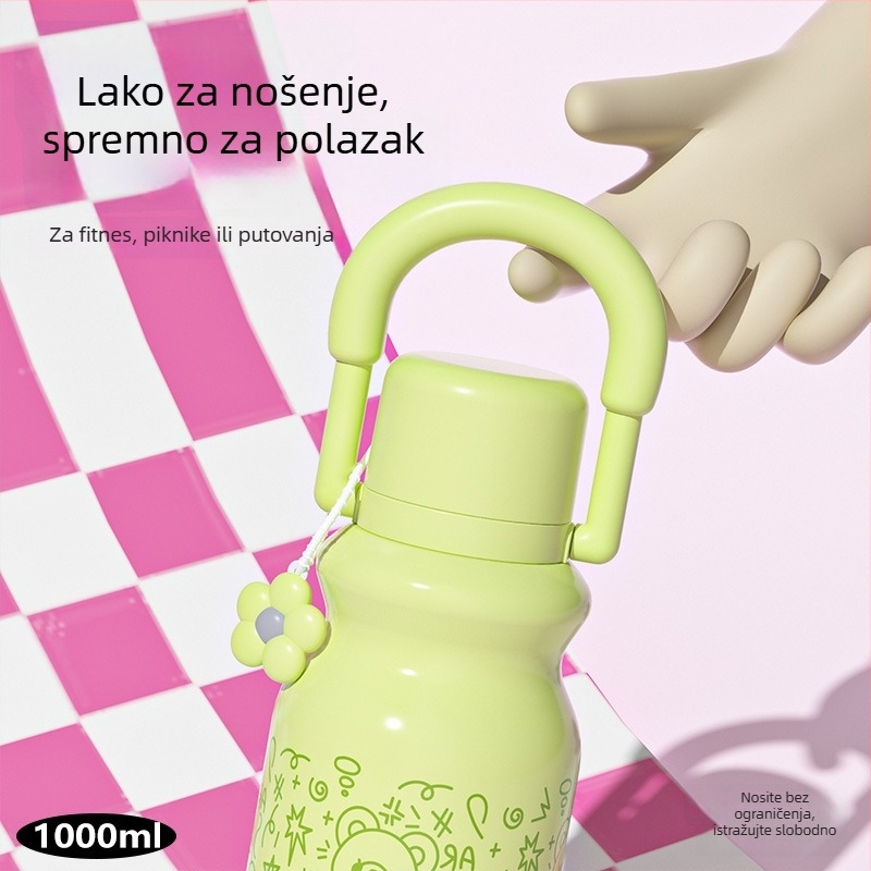 Izolirana šalica s držačem, velik kapacitet, sportska boca za vanjske aktivnosti, otporna na padove