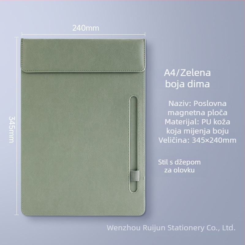 A4 mapa s PU kožom i prilagođenim logotipom – klip za bilješke i pločica za pisanje za uredske sastanke