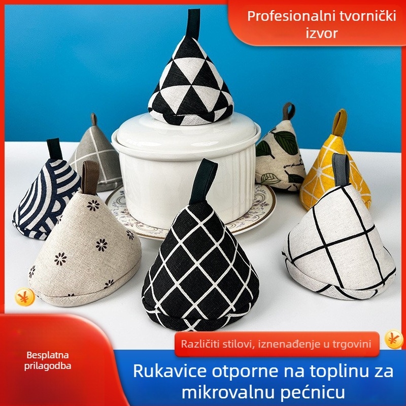 Japanski stil izolacijske rukavice za sigurno rukovanje vrelim loncima i poklopcima, od pamuka i lana, pogodne za emajlirane i lijevane posude