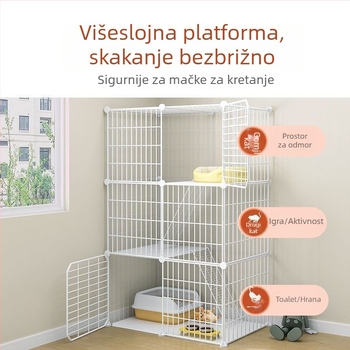 Kavez za mačke s toaletom, DIY vila-stil unutarnji mačji dom s tri razine