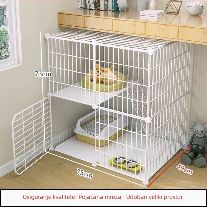 Kavez za mačke s toaletom, DIY vila-stil unutarnji mačji dom s tri razine