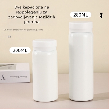 Mini termos od 316 nehrđajućeg čelika, kompaktna prijenosna šalica za džep, cilindričnog pravog oblika, lakirana završna obrada