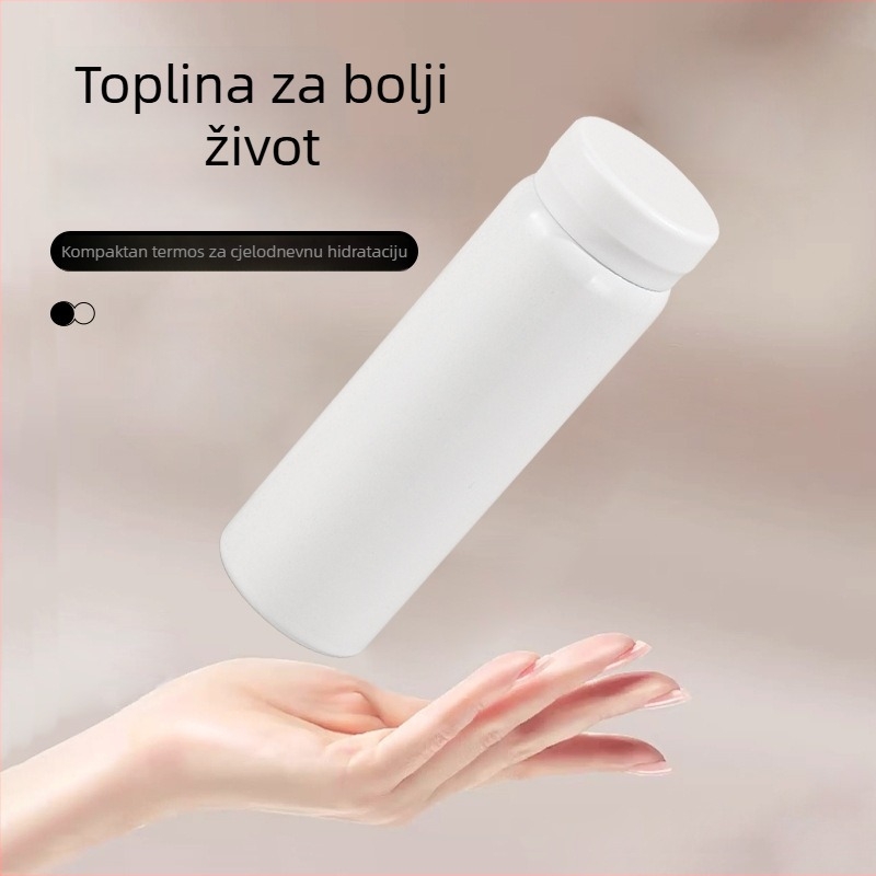 Mini termos od 316 nehrđajućeg čelika, kompaktna prijenosna šalica za džep, cilindričnog pravog oblika, lakirana završna obrada