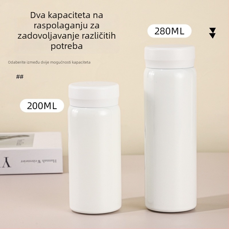 Mini termos od 316 nehrđajućeg čelika, kompaktna prijenosna šalica za džep, cilindričnog pravog oblika, lakirana završna obrada