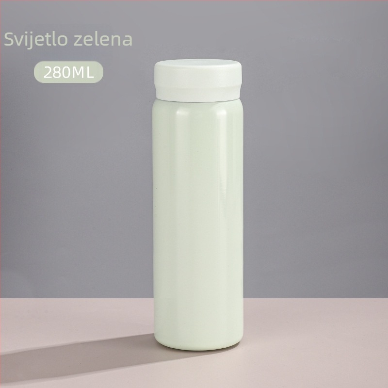 Mini termos od 316 nehrđajućeg čelika, kompaktna prijenosna šalica za džep, cilindričnog pravog oblika, lakirana završna obrada