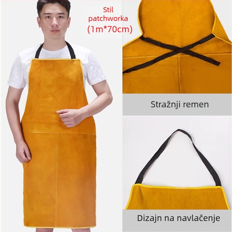 Duga kožna pregača za zavarivanje, debela i izolirana, otporna na iskre i plamen