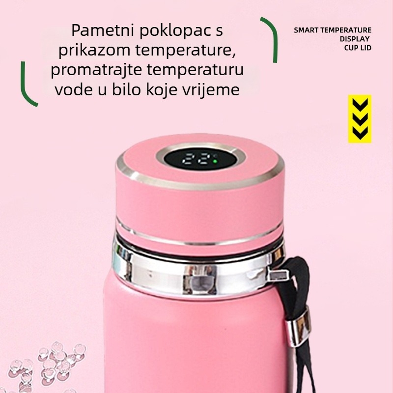 Termos od nehrđajućeg čelika 316 s prikazom temperature i odjeljkom za čaj i vodu, prenosiv, velik kapacitet