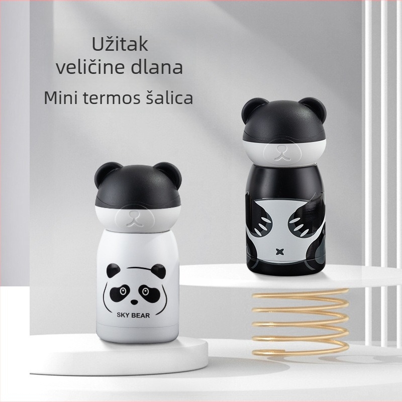Panda mini izolirani termos šalice – karikatura dizajn, unutarnja 304 nehrđajućeg čelika, vanjska 201
