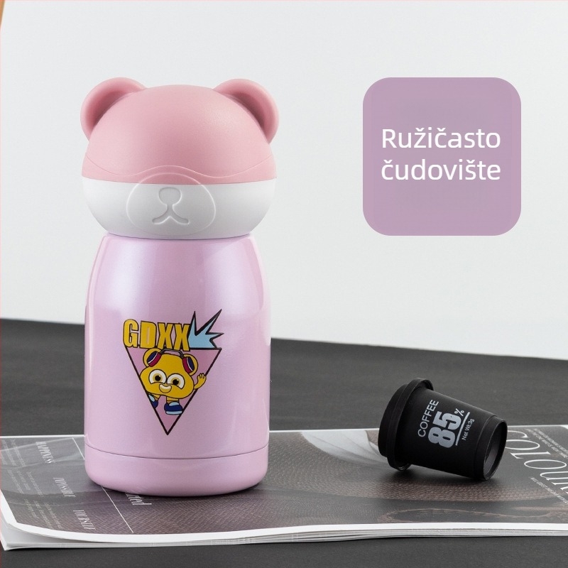 Panda mini izolirani termos šalice – karikatura dizajn, unutarnja 304 nehrđajućeg čelika, vanjska 201