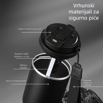 Čaša za automobil od nehrđajućeg čelika s dvjema ručkama, izolirani termos, moderan dizajn, prilagodba