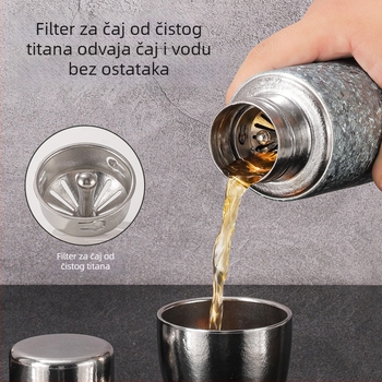 Čaša od čistog titanija s magnetskim poklopcem, dvostruka vakuumska izolacija, odvajanje čaja i vode — zdrava šalica za čaj, elegantan poklon