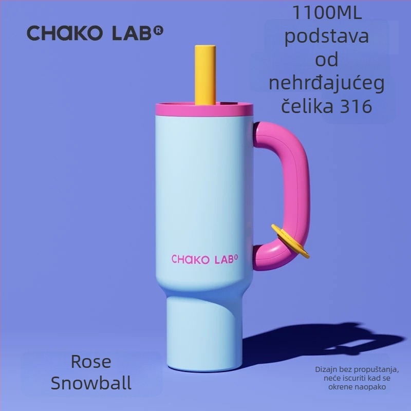 Chakolab Ogromna termos šalica sa slamkom, velikog kapaciteta, od nehrđajućeg čelika