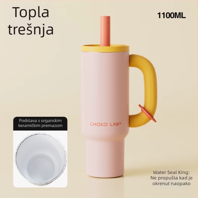 Chakolab Ogromna termos šalica sa slamkom, velikog kapaciteta, od nehrđajućeg čelika