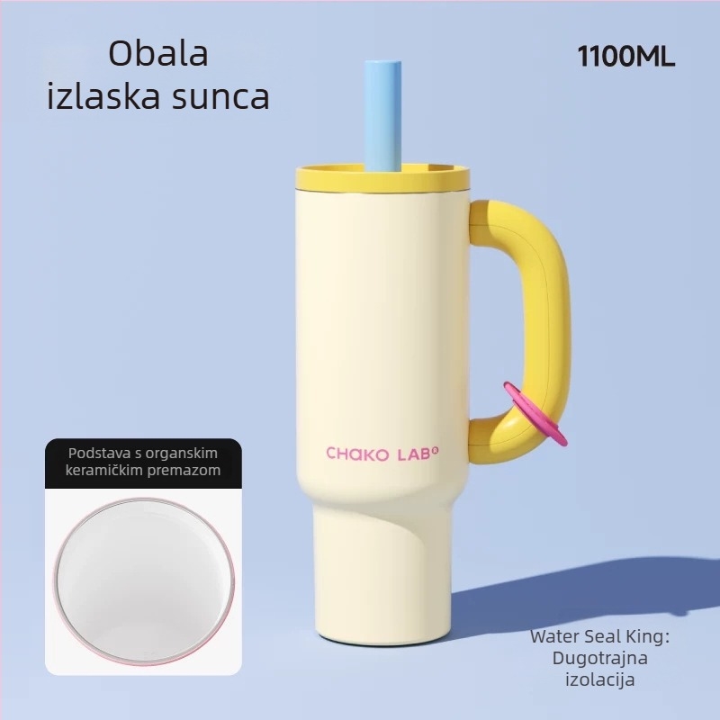 Chakolab Ogromna termos šalica sa slamkom, velikog kapaciteta, od nehrđajućeg čelika