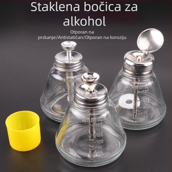 Staklena boca za alkohol 180 ml, s pumpom, industrijska upotreba, otporna na koroziju, antistatična, debela, s bakrenim jezgrom
