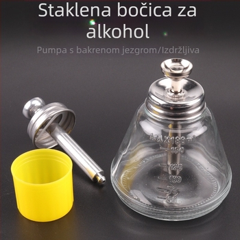 Staklena boca za alkohol 180 ml, s pumpom, industrijska upotreba, otporna na koroziju, antistatična, debela, s bakrenim jezgrom