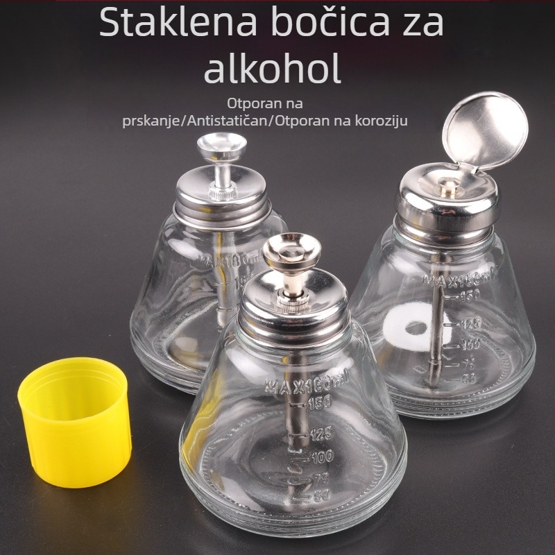 Staklena boca za alkohol 180 ml, s pumpom, industrijska upotreba, otporna na koroziju, antistatična, debela, s bakrenim jezgrom