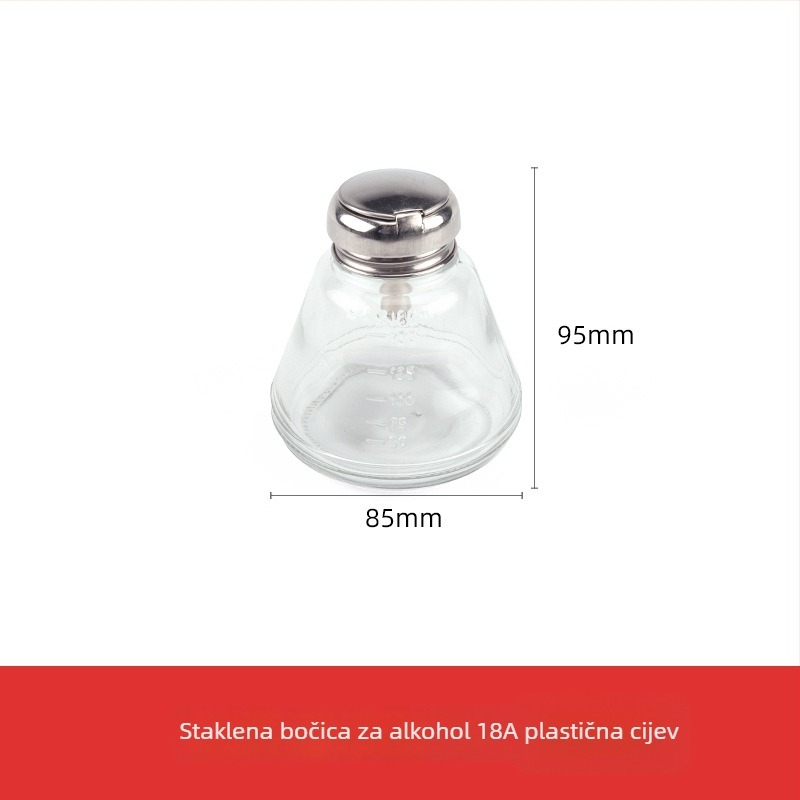 Staklena boca za alkohol 180 ml, s pumpom, industrijska upotreba, otporna na koroziju, antistatična, debela, s bakrenim jezgrom