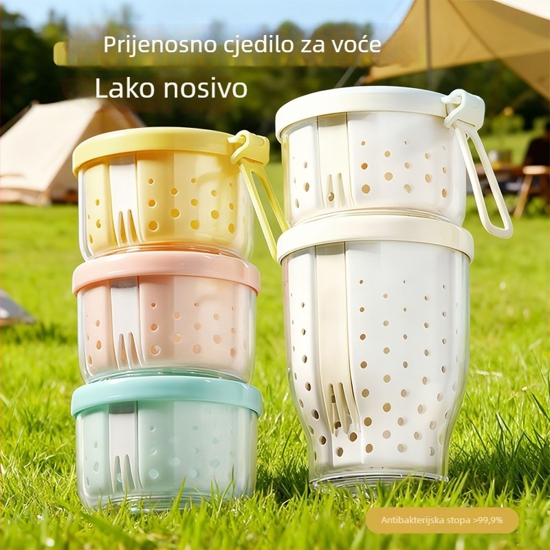 Čaša voćne salate u Instagram stilu s odvodnim dizajnom, prijenosna čaša za doručak s jogurtom za ured i auto, čaša za overnight oats s vilicom