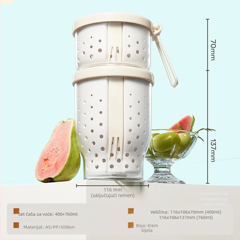 Čaša voćne salate u Instagram stilu s odvodnim dizajnom, prijenosna čaša za doručak s jogurtom za ured i auto, čaša za overnight oats s vilicom