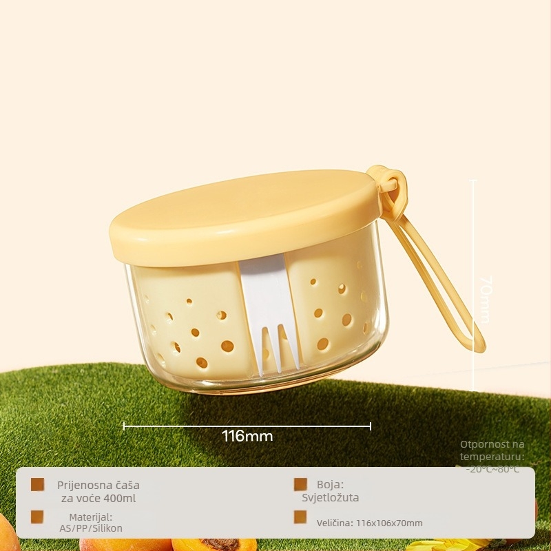 Čaša voćne salate u Instagram stilu s odvodnim dizajnom, prijenosna čaša za doručak s jogurtom za ured i auto, čaša za overnight oats s vilicom