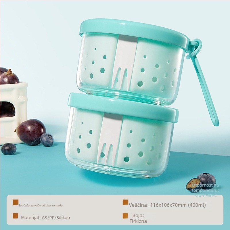 Čaša voćne salate u Instagram stilu s odvodnim dizajnom, prijenosna čaša za doručak s jogurtom za ured i auto, čaša za overnight oats s vilicom