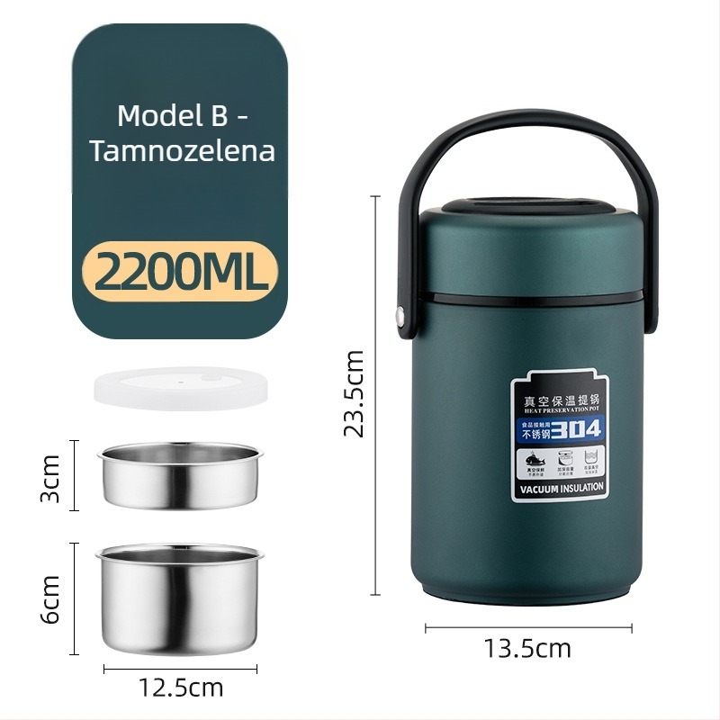 Izolirana kutija za obrok od nehrđajućeg čelika 304, velika kapaciteta, višeslojna, za odrasle i studente, 1,6 L / 2,2 L