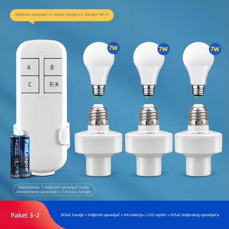 Bežični držač lampe s daljinskim upravljačem, 220V, kućna upotreba, vremenski prekidač rasvjete u spavaćoj sobi