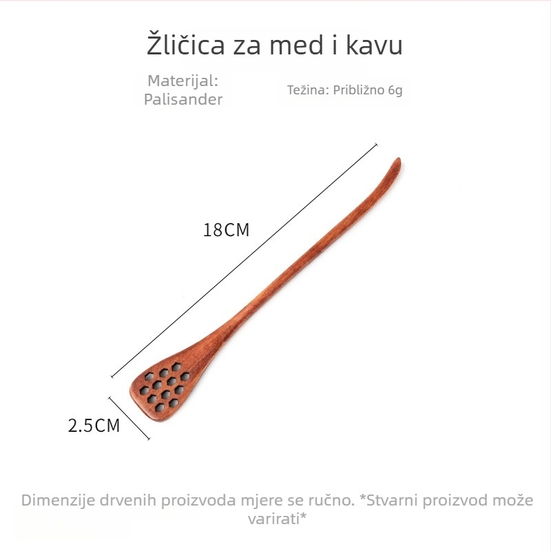 Drveni štapić za miješanje meda s dugim držalom, za kavu i mlijeko, mala drvena žličica za desert, zaštita od opeklina, kućna uporaba