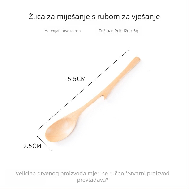 Drveni štapić za miješanje meda s dugim držalom, za kavu i mlijeko, mala drvena žličica za desert, zaštita od opeklina, kućna uporaba