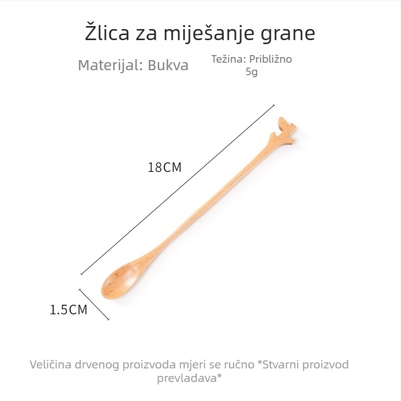 Drveni štapić za miješanje meda s dugim držalom, za kavu i mlijeko, mala drvena žličica za desert, zaštita od opeklina, kućna uporaba