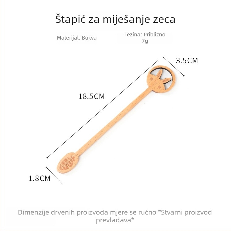 Drveni štapić za miješanje meda s dugim držalom, za kavu i mlijeko, mala drvena žličica za desert, zaštita od opeklina, kućna uporaba