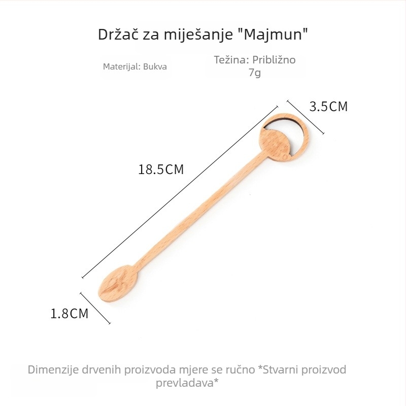 Drveni štapić za miješanje meda s dugim držalom, za kavu i mlijeko, mala drvena žličica za desert, zaštita od opeklina, kućna uporaba