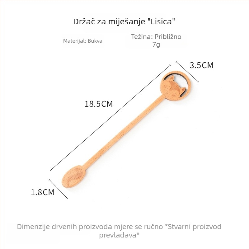 Drveni štapić za miješanje meda s dugim držalom, za kavu i mlijeko, mala drvena žličica za desert, zaštita od opeklina, kućna uporaba